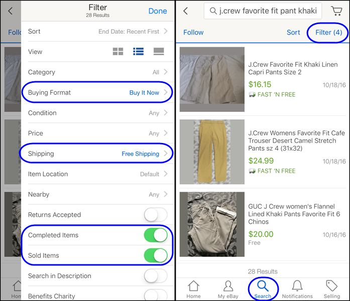 How to research product price in ebay