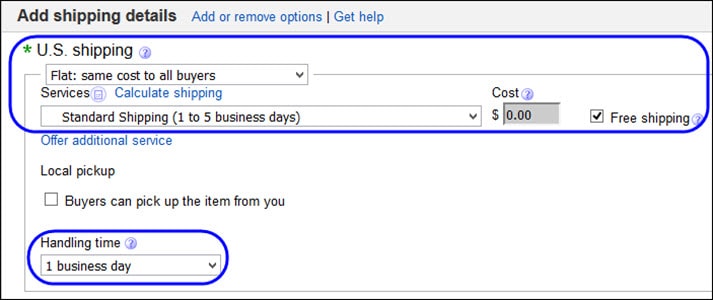 How to add shipping in ebay