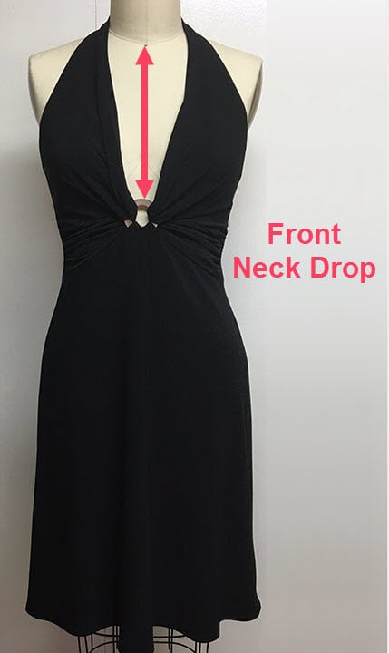 Front Neck Drop Measurement On Dress