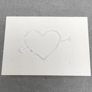 Heart Drawn In Glue On Card
