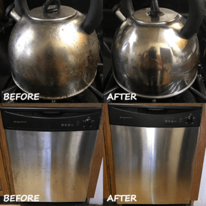 Examples Of Stainless Steel Cleaned By Vegetable Oil And Baking Soda
