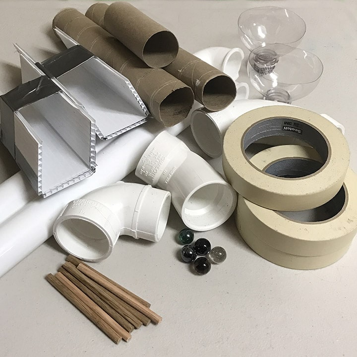 Supplies for making marble run