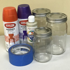 Supplies for making halloween mason jars