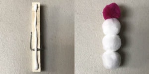 Creating body and hat of snowman on clothespin