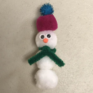 Finished clothespin snowman with stocking hat