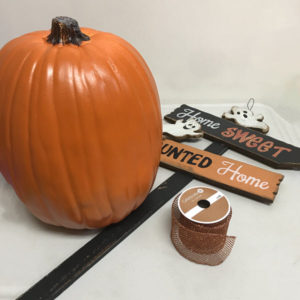 Supplies For Making Outdoor Halloween Sign With Pumpkin Base