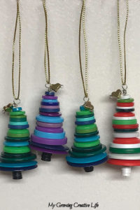 Finished Button Tree Christmas Ornaments