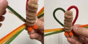 Creating second pipe cleaner turkey feather
