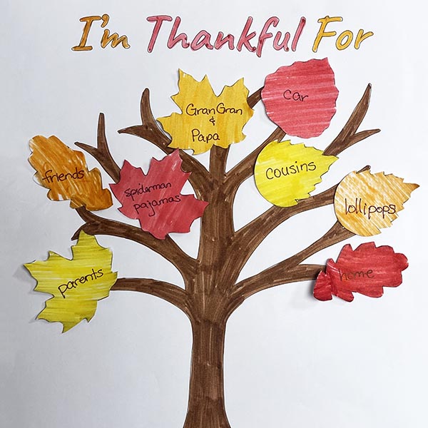 Thankful tree that is colored in